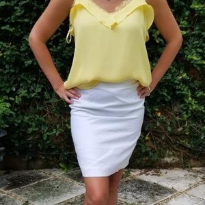 Banana Republic white linen pencil skirt
